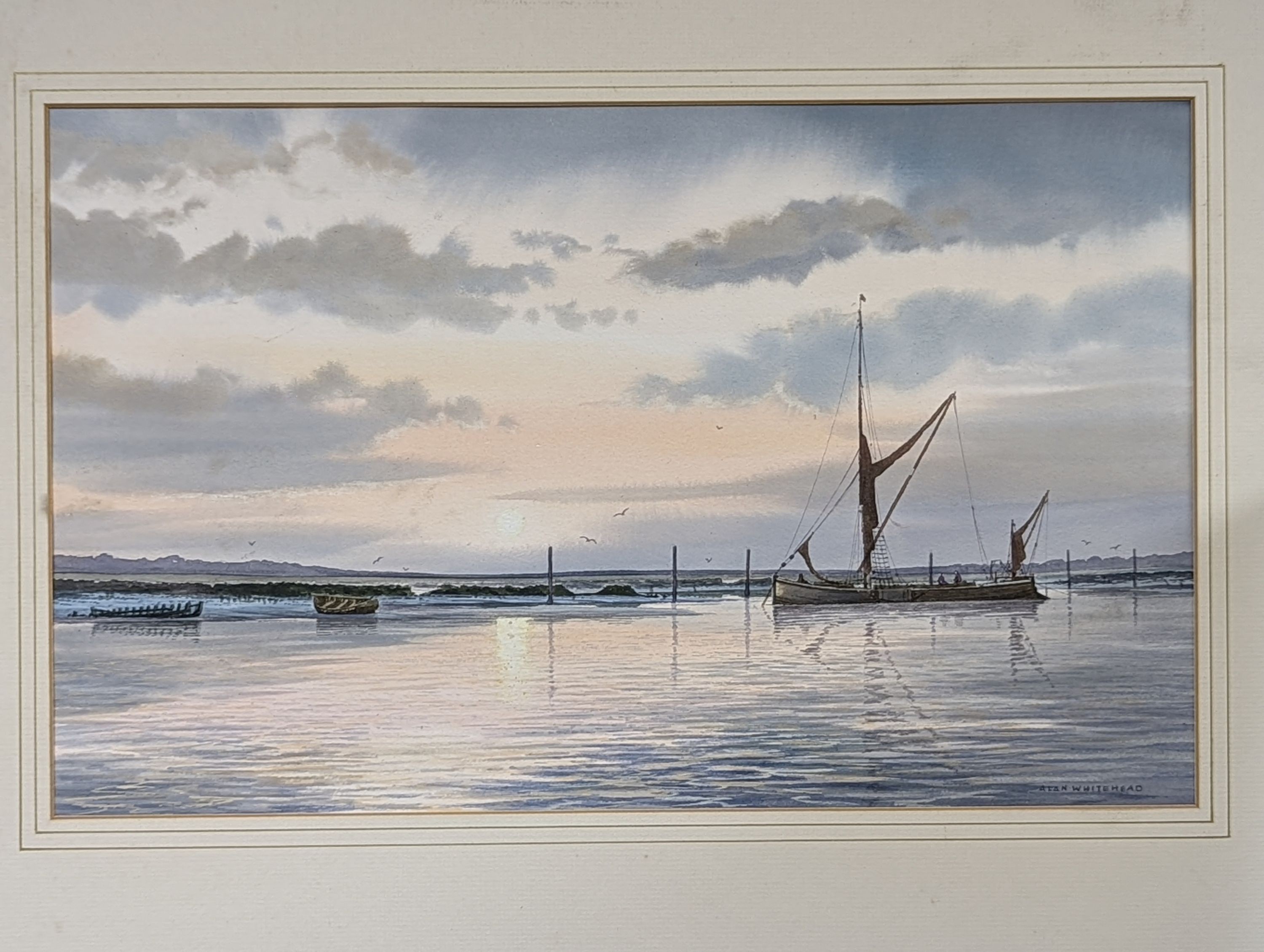 Alan Whitehead (1952-), watercolour, Sunset off Queensborough, signed, 31 x 51cm